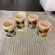 Set of 4 vintage 1970s flower stoneware mugs