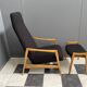 Highback chair with ottoman in black boucle