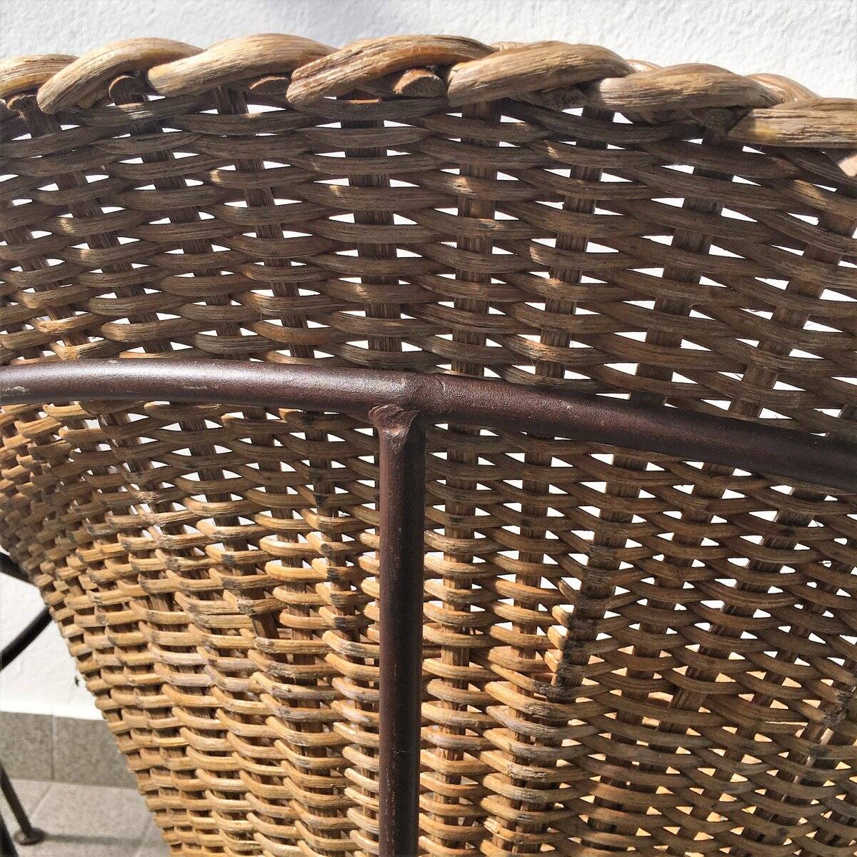 Mid-Century Italian Sunflower Wicker Chairs, Set of 2