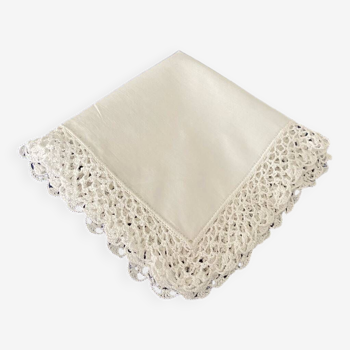 Large old handmade lace handkerchief