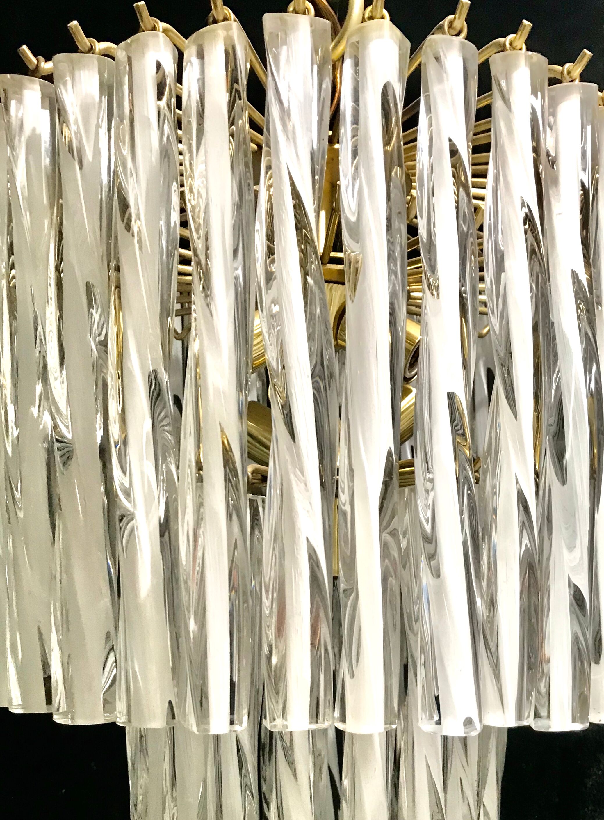 Mazzega two-tone glass chandelier twisted 1960