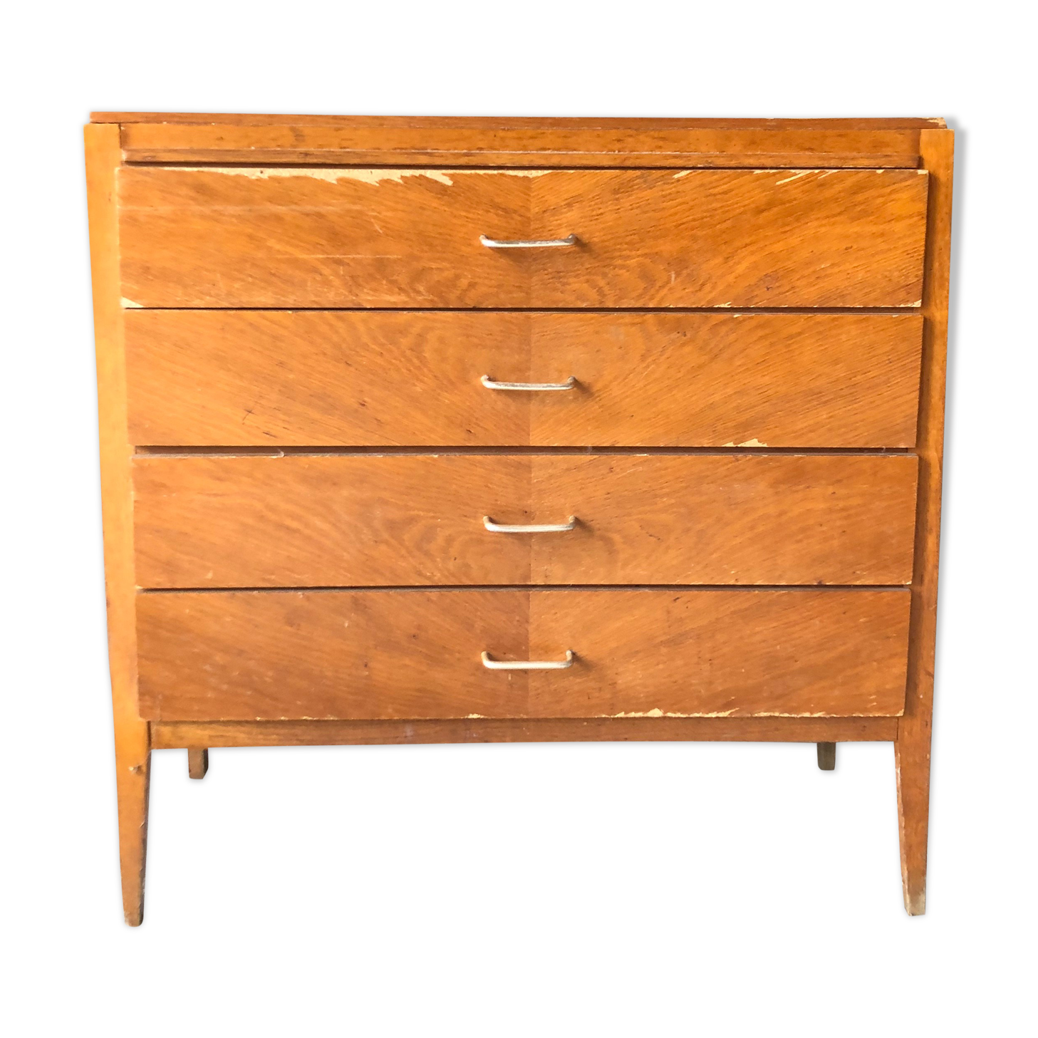 Vintage chest of drawers light oak compass feet