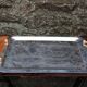 GUY DEGRENNE Serving Tray – Stainless Steel & Brass Handles – France