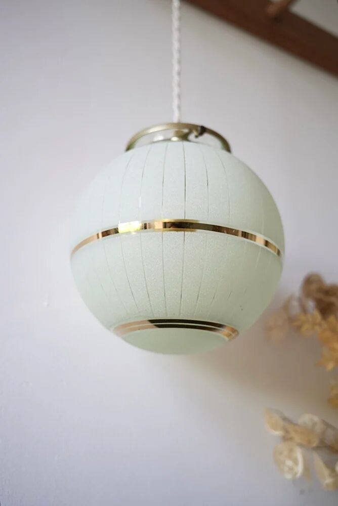 Suspension art déco en verre granité vert d’eau