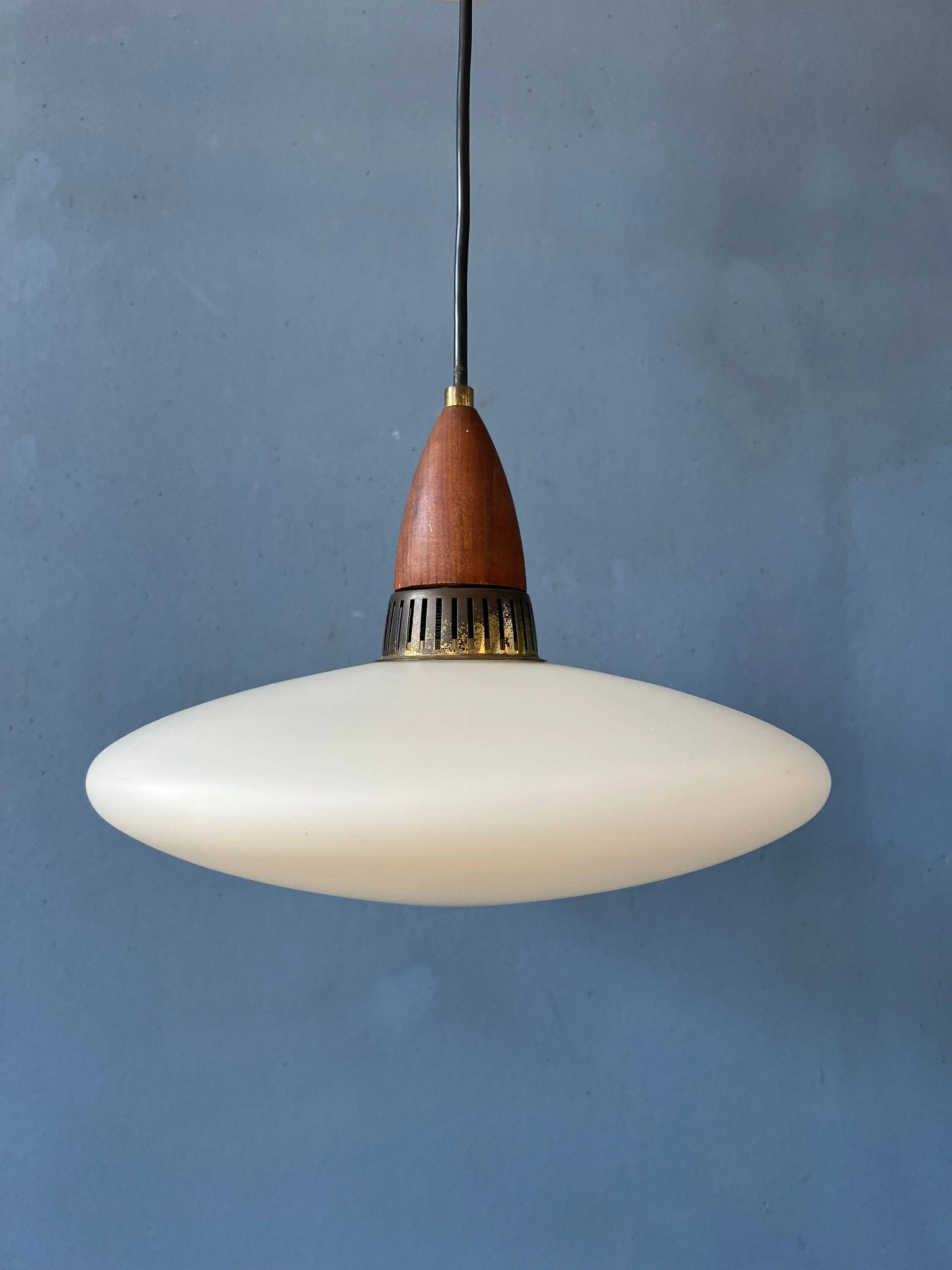 Suspension en verre opalin (style Philips) - Louis Kalff