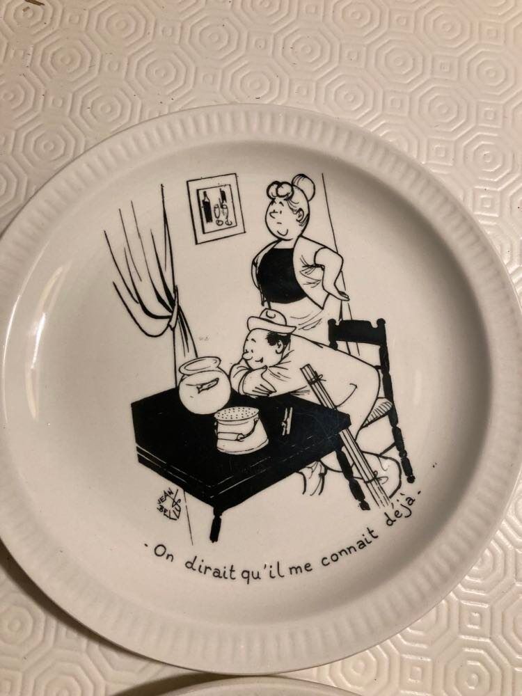 Lot 6 humorous plates by Jean Bellus