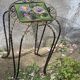 Plant stand, table, in wrought iron and vintage Vallauris ceramic