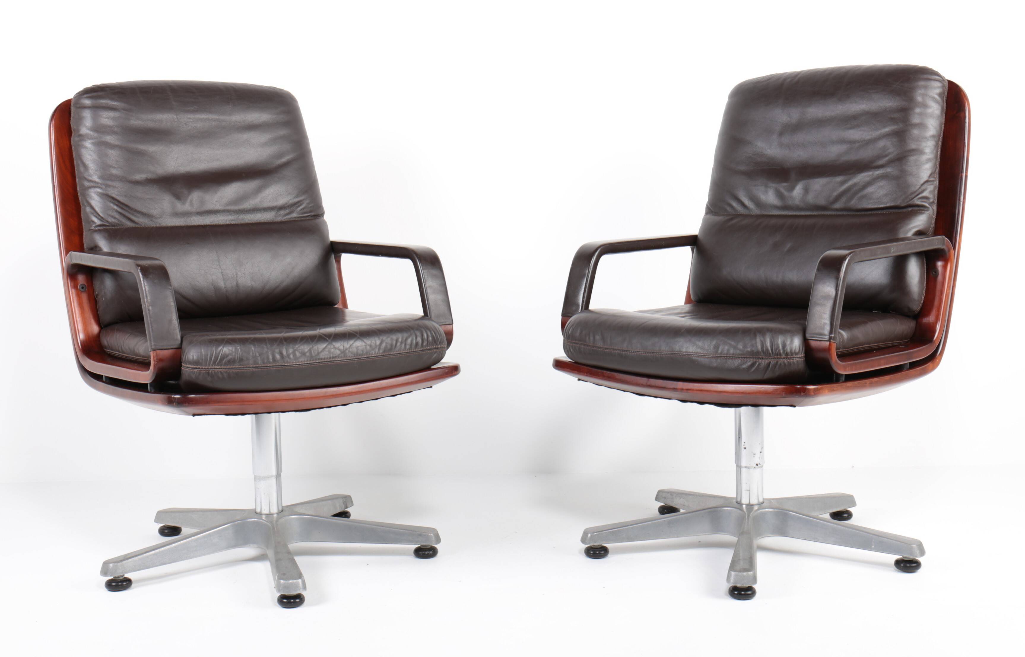 Pair of leather visitor armchairs by Eugen Schmidt