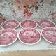 Set of 6 hollow plates in opaque porcelain Villeroy & Boch model Rusticana red English décor