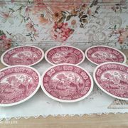 Set of 6 hollow plates in opaque porcelain Villeroy & Boch model Rusticana red English décor