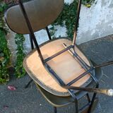 Pair of 50s chairs in metal and skaï
