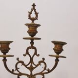 Ancienne paire de chandeliers a 3 branches en laiton