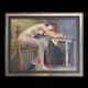 Original French figurative painting from the 70s signed Marais
