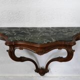 Console table wood and green marble from Aosta
