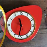 Vintage formica clock asymmetrical silent wall clock "Red Star"