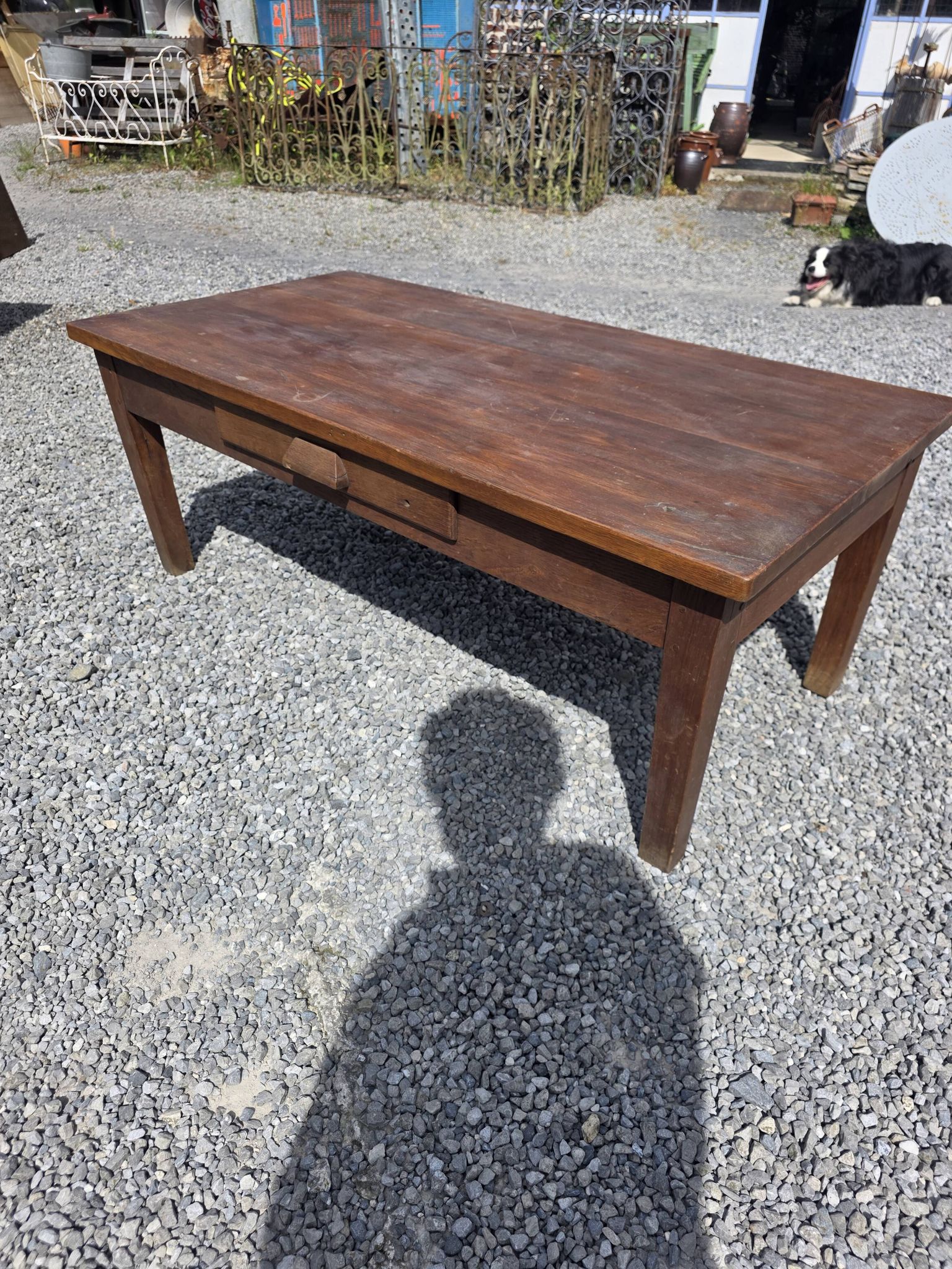 Antique solid oak coffee table, 130cm L