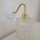 Porcelain, brass and glass wall lamp