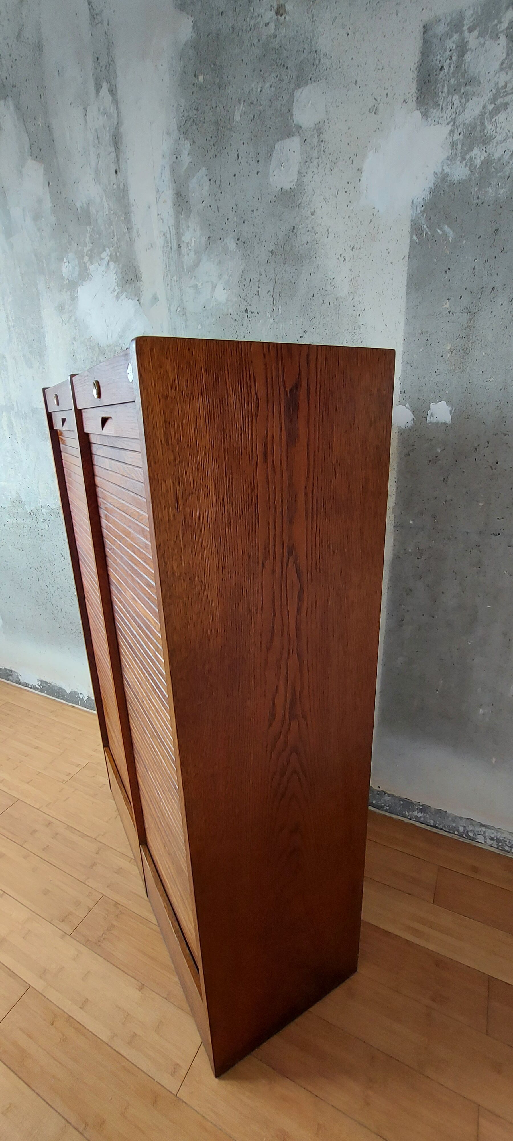 Double frame cabinet with solid oak curtains 50s
