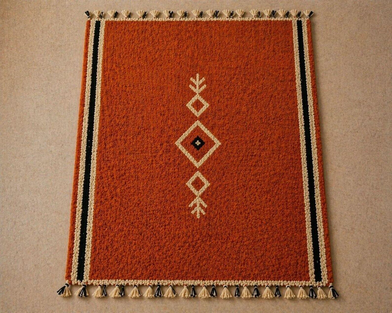 Tapis berbère orange artisanal 250/150cm