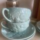 Set of 4 soup / consommé cups and saucers in ceramic.