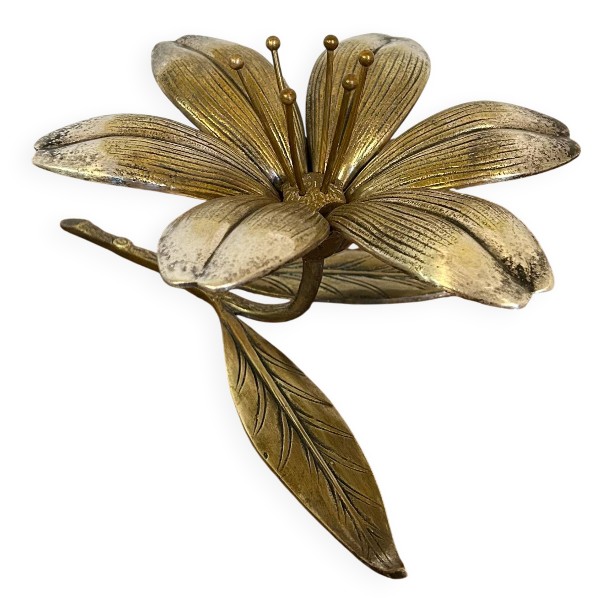 Golden metal lotus flower ashtray