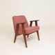 Lounge Chair Retro Style Indian Pink Wool Upholstery Refurbished