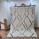 Handmade Beni Ourain Berber Rug with Blue Diamond Lines Pattern – 250x150 cm