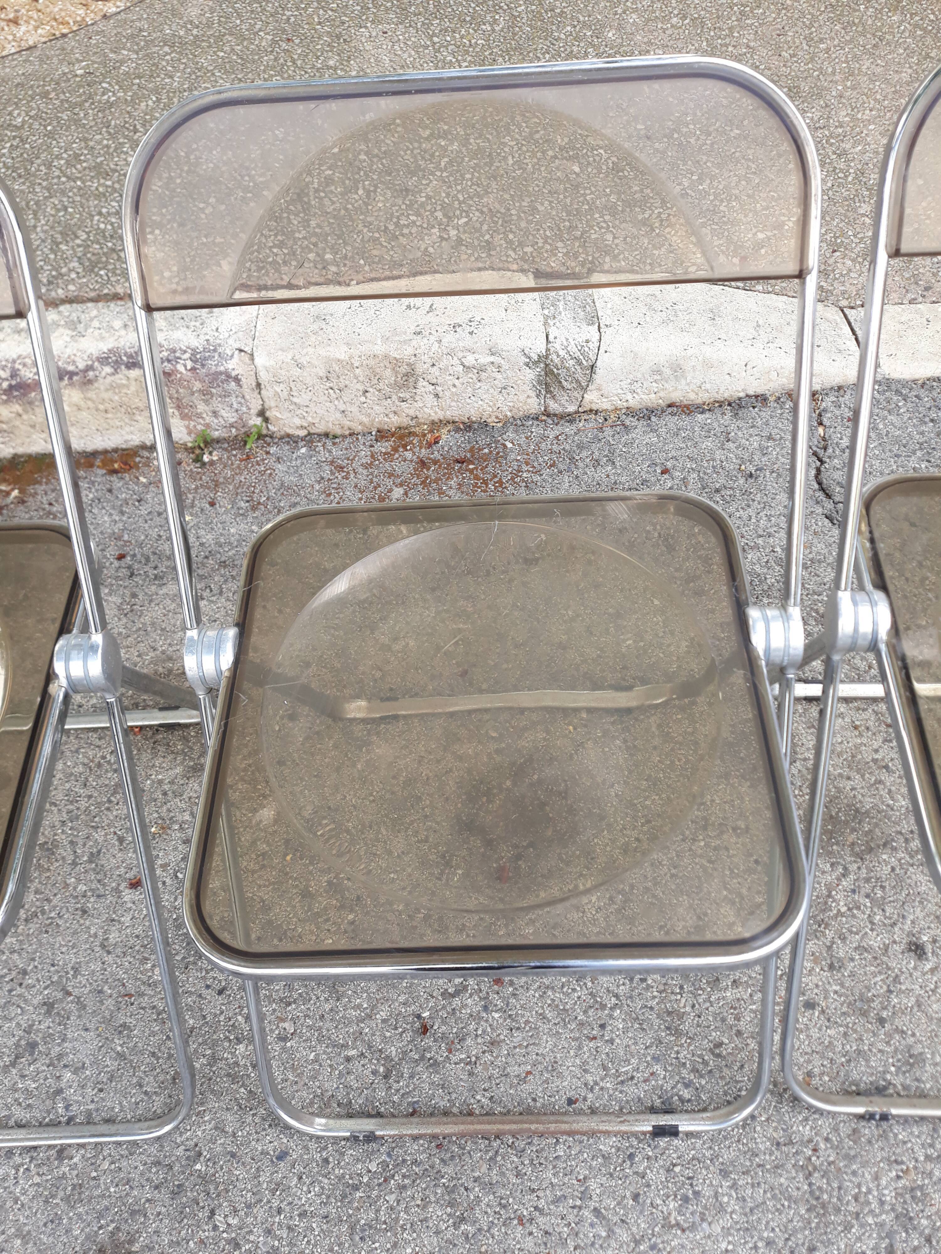 Set of 4 Plia chairs by Giancarlo Piretti for Castelli