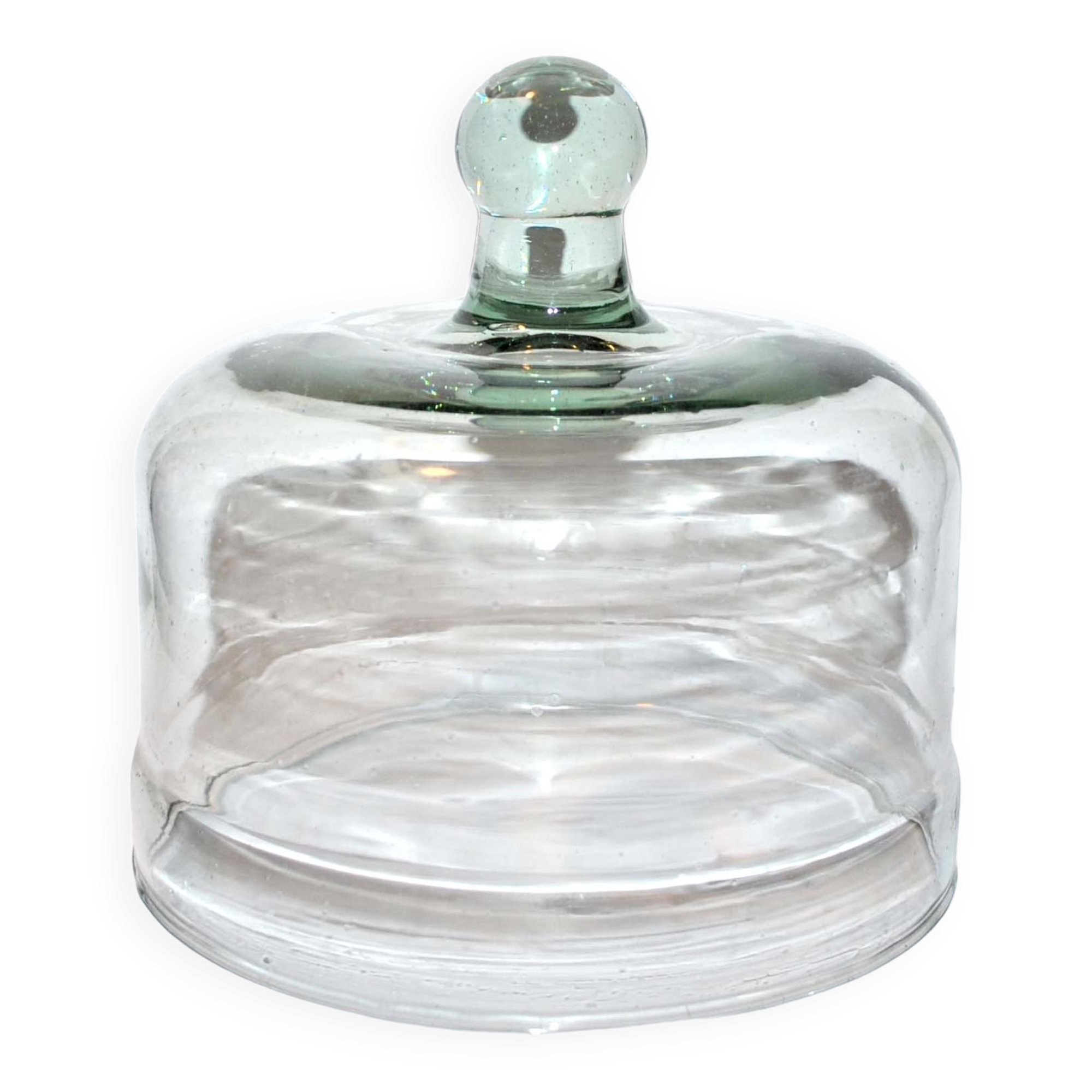 Old cheese bell in green blown glass - Vintage Globe display 19cm