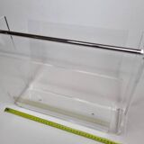 Vintage transparent plexiglass magazine rack – David Lange design – 70s/80s