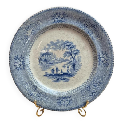 Assiette anglaise ancienne XIXe siècle bleu transferware CEM Clementson Brothers