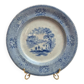 Assiette anglaise ancienne XIXe siècle bleu transferware CEM Clementson Brothers