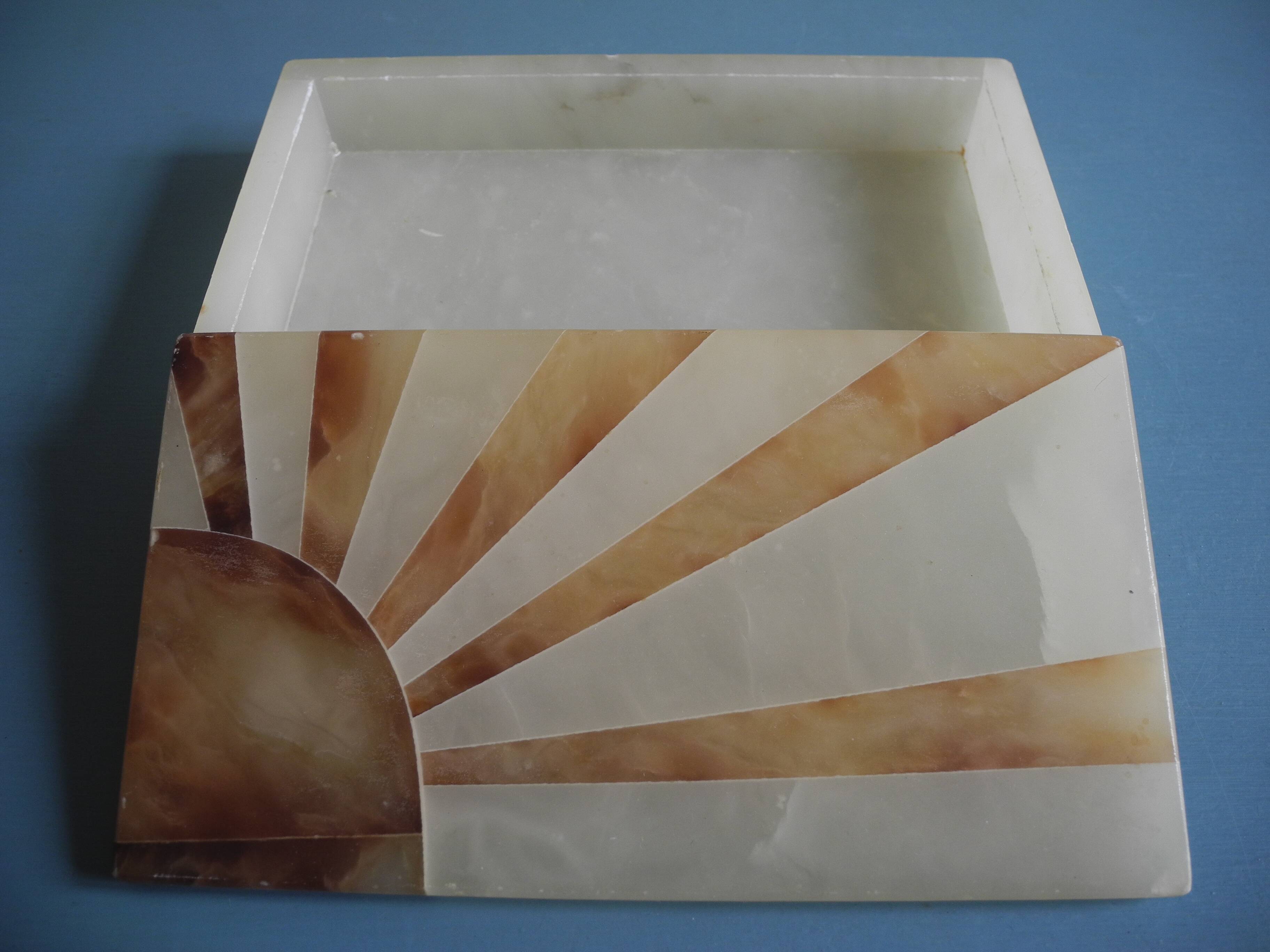 vintage Italian stone alabaster box Scaglione