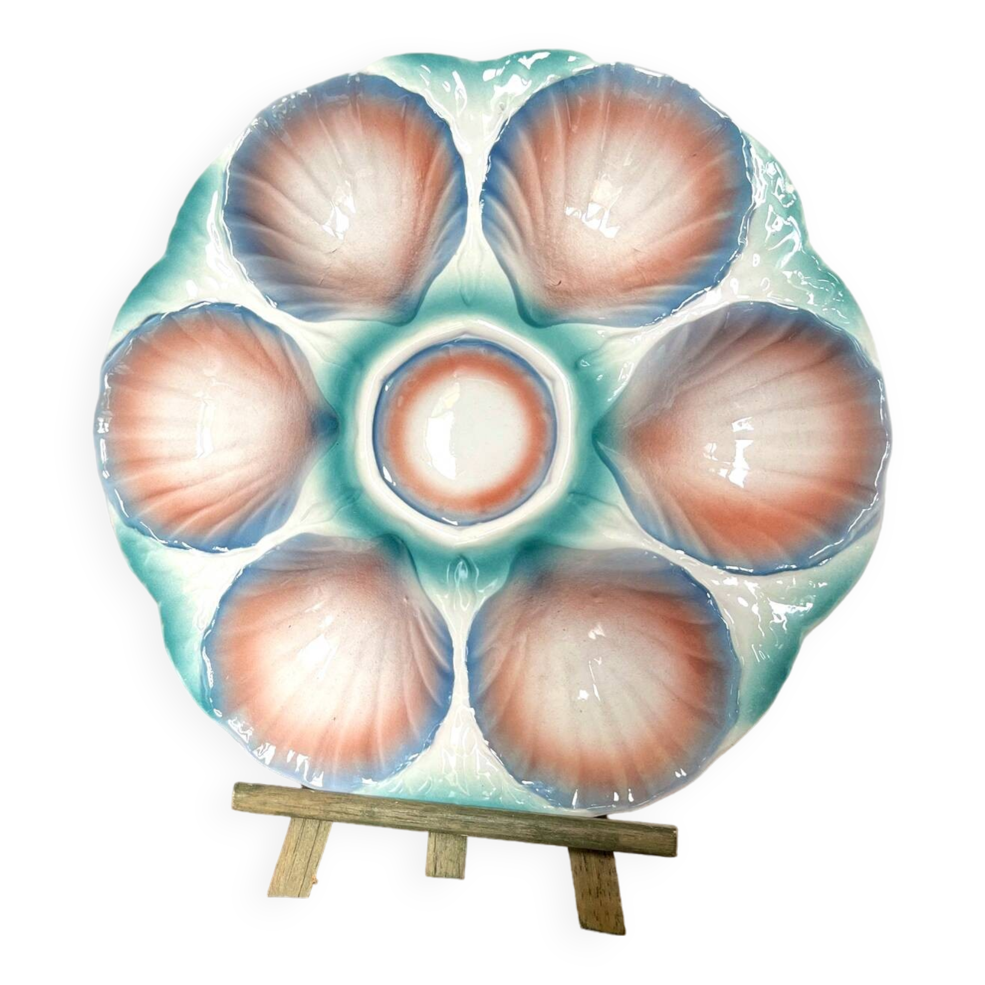 Majolica oyster plates, Digoin & Sarreguemines