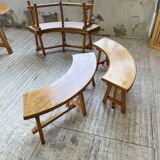 Set of round table and 4 rounded benches, 1950