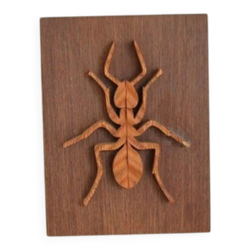 Insect Motif Wooden Decorative Plaque