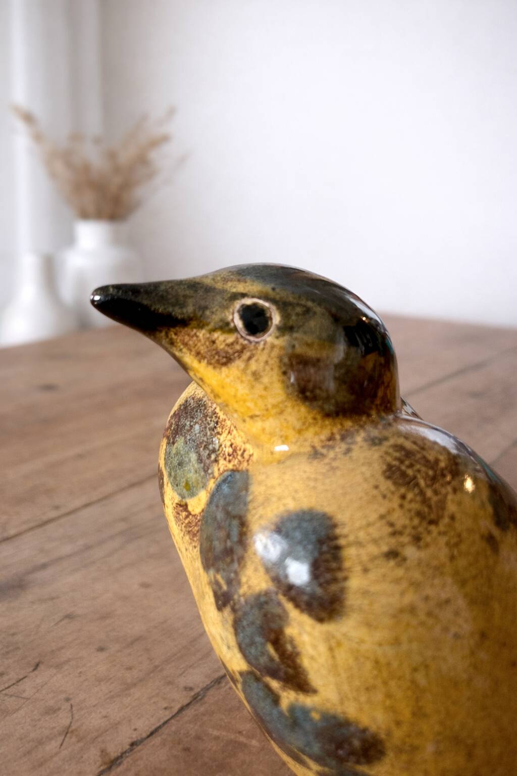 Decorative bird in glazed earthenware, Europe, around 1960.