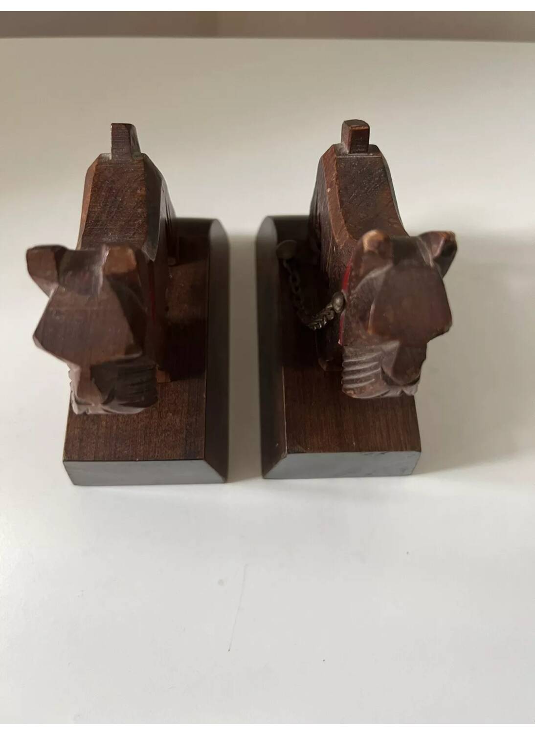 Pair of wooden bookends with Scottish Terrier dog design, 1950s