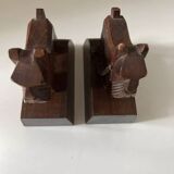 Pair of wooden bookends with Scottish Terrier dog design, 1950s