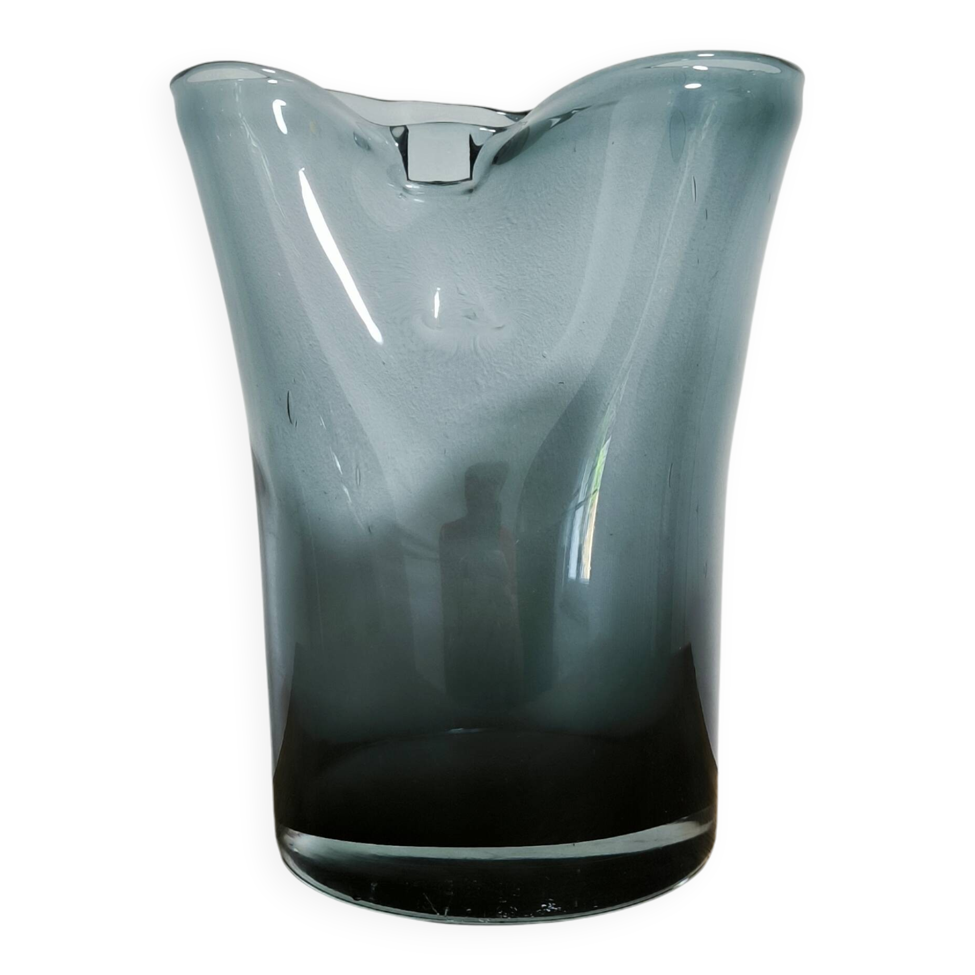 Smoked glass vase with blue gradient