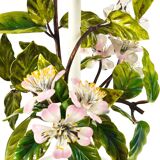 Hand-painted Toleware table lamp with wild apple blossom flowers, Salvadori, Italy, 1950s.