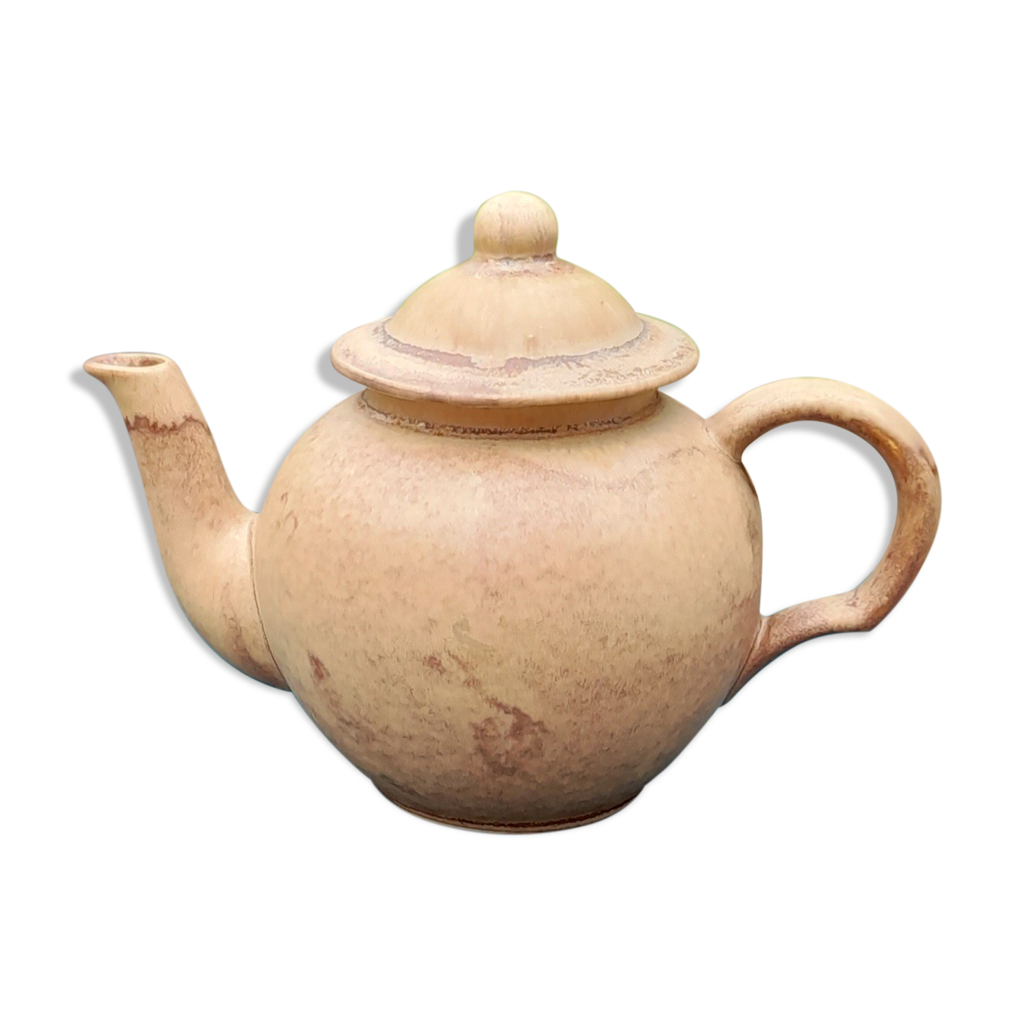 Round teapot 50cl, in matte sandstone, circa 1970's