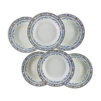 6 old creil and montereau hollow plates, Colbert service
