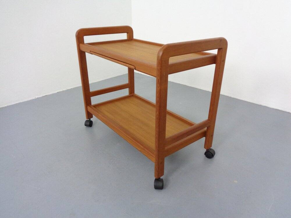 Danish Teak Bar Cart with Removable Tray, 1960s