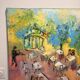 Oil Painting Canvas Deloison Scene Life Kiosk Café Bar Music