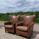 Pair leather wingback armchairs Machalke