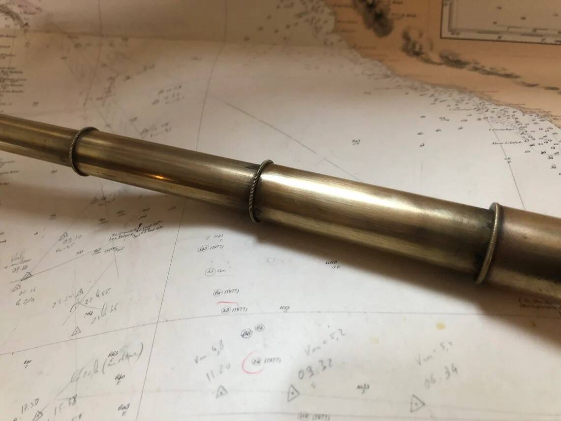 Old brass telescope from the 19th century
