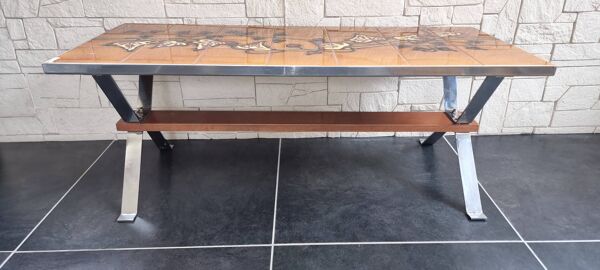 Table basse carreaux de céramique signés ADRI 1970