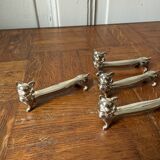 Set of 6 silver-plated cat knife rests