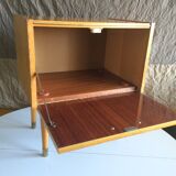 French vintage bedside in varnished blond wood 60